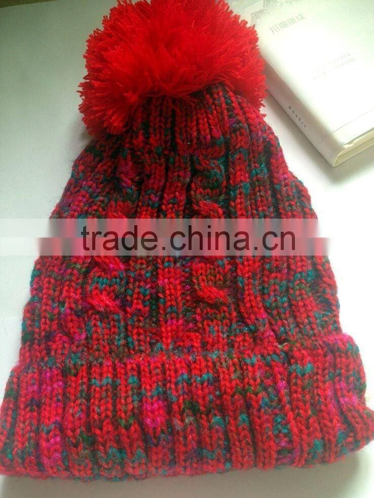 New Design Acrylic Coloured Thread Knitting Beanie Caps and Hats