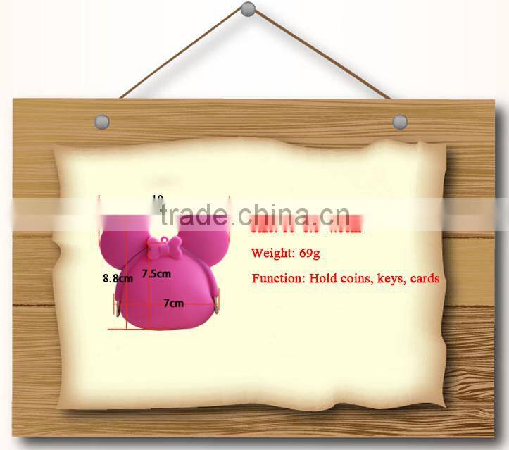 2015 Colorful mickey mouse shape silicon rubber coin purses/plastic squeeze coin purse