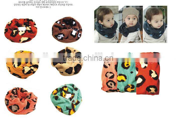 Best Selling Circle Loop Leopard Children Knitted Scarf