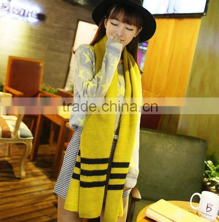New Arrival Warm Fashion Long Striped Wool Acrylic Knitted Girls Winter Scarf