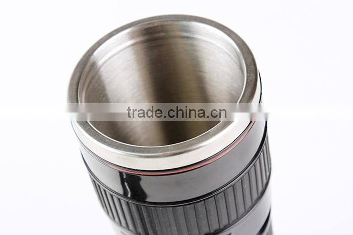 Small Black 2 Generation Stainless Steel Camera Lens Mug Cup for Canon 70-200MM