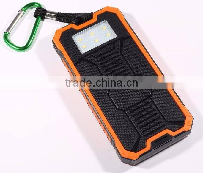Free Sample Wholesale 20000mAh Outdoor Waterproof Solar Charger Solar Power Bank With Camping LED Light mobile solar charger