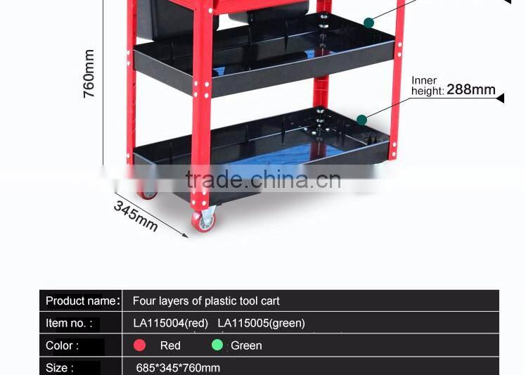 best-selling foldable 4 layer tool trolley multifunction plastic tool trolley cart