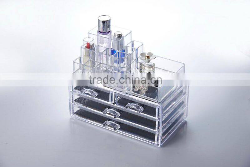 2016 Newest Taizhou Longshixiang factory fashional PS makeup boxes storge transparent cosmetic organizer