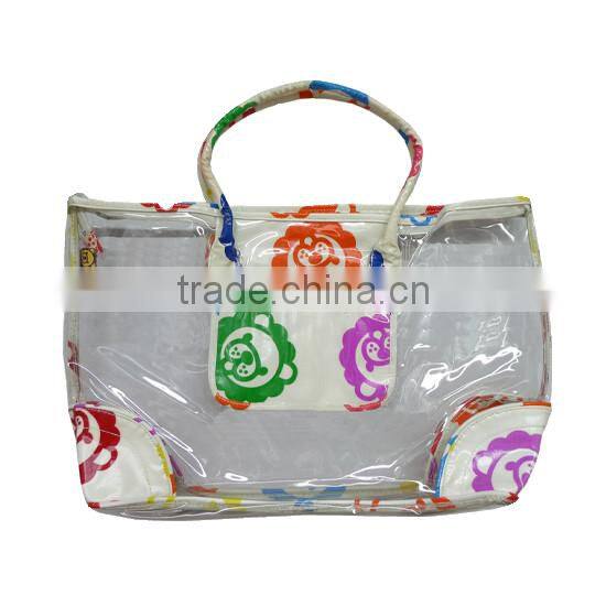 2016 Fashion Products Bros Colorful Baby Lion Head Waterproof Printed Transparent Beach Bag