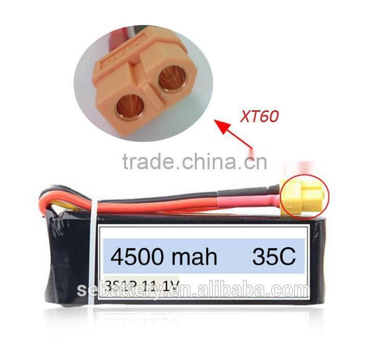 Rechargeable RC Li-polymer battery Pack 11.1V 4500mAh 3S continuous high rate 35C Quadcopter Drone