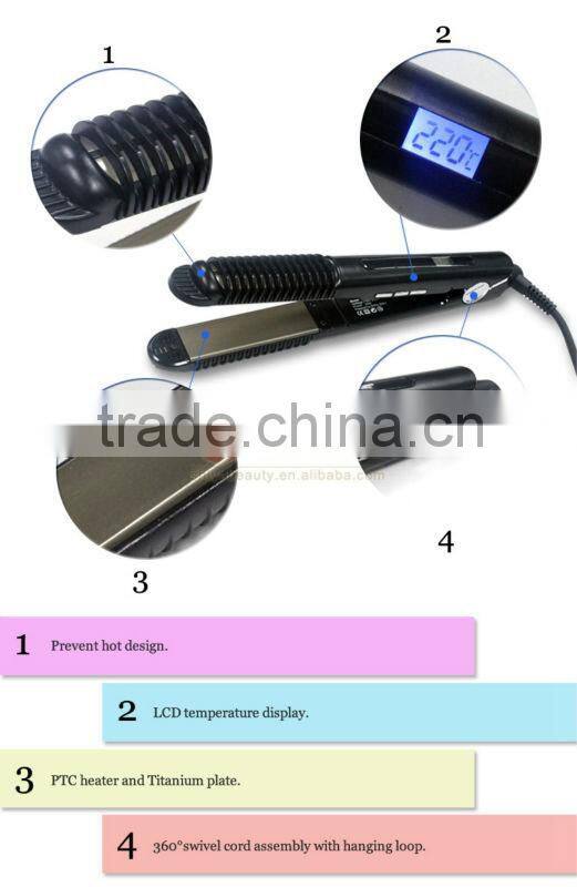 japanese technology 2 in 1 white black flat iron hair straightening iron and hair curler With LED/LCD display in china SY-868A