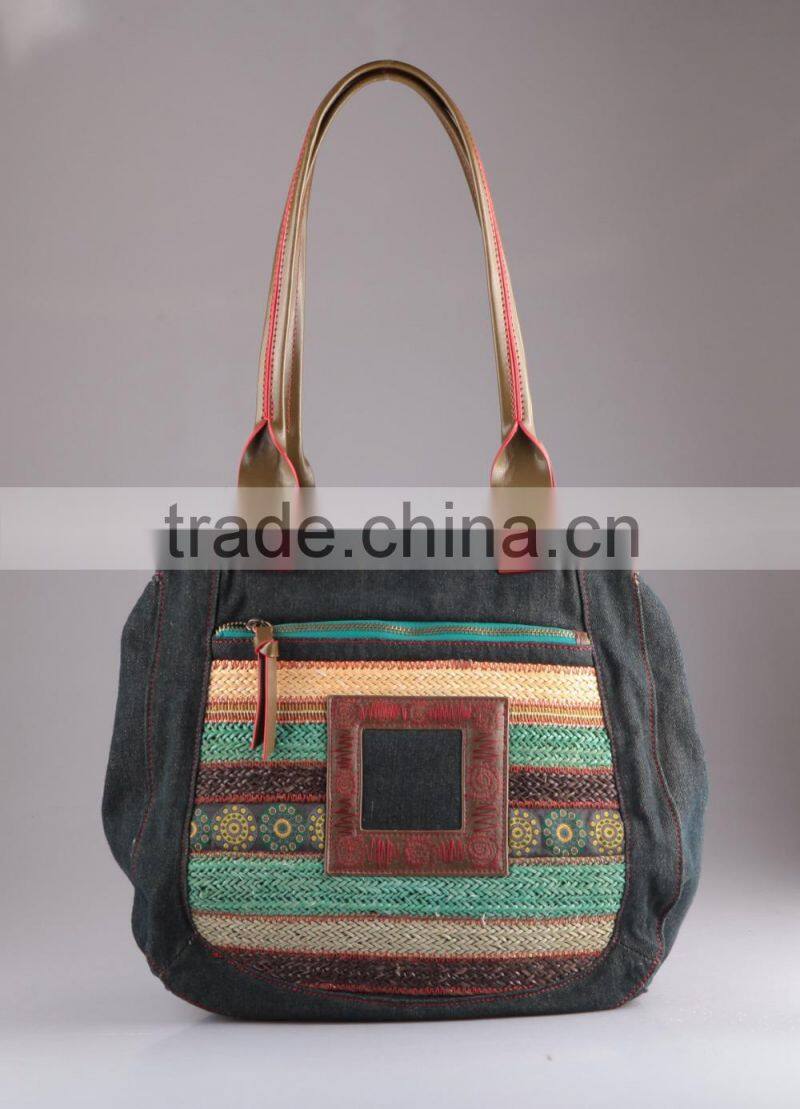 1270- 2016 Bohemian Sstyle Newest denim tote bag fashion trendy handbag wholesale 2016