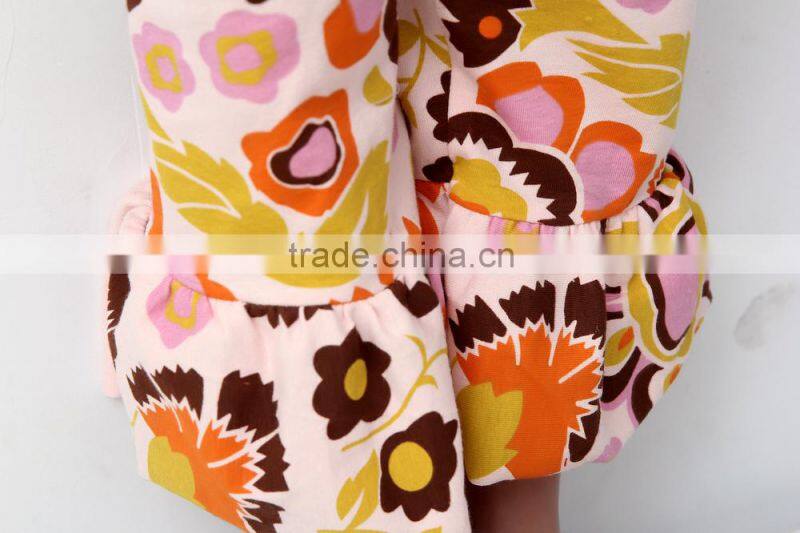 Wholesale childrens boutique clothing 2016 kids girls long sleeve dress ruffle clothes baby flower print sets prisnickety remake