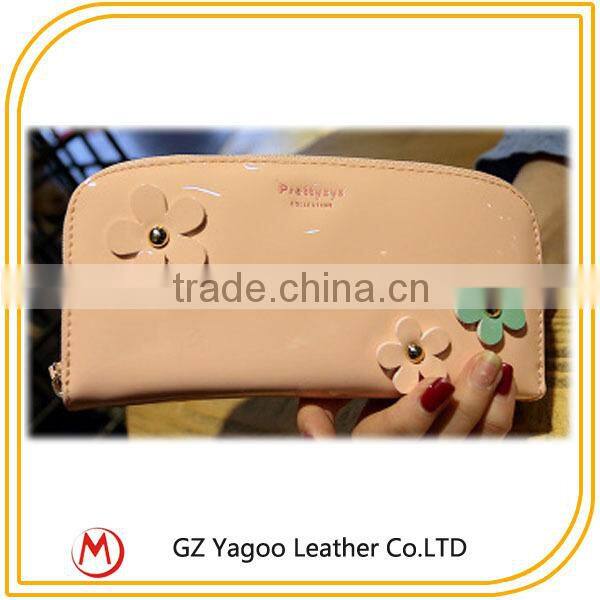 High Quality Fashion Women Lady leather travel wallet with flower
