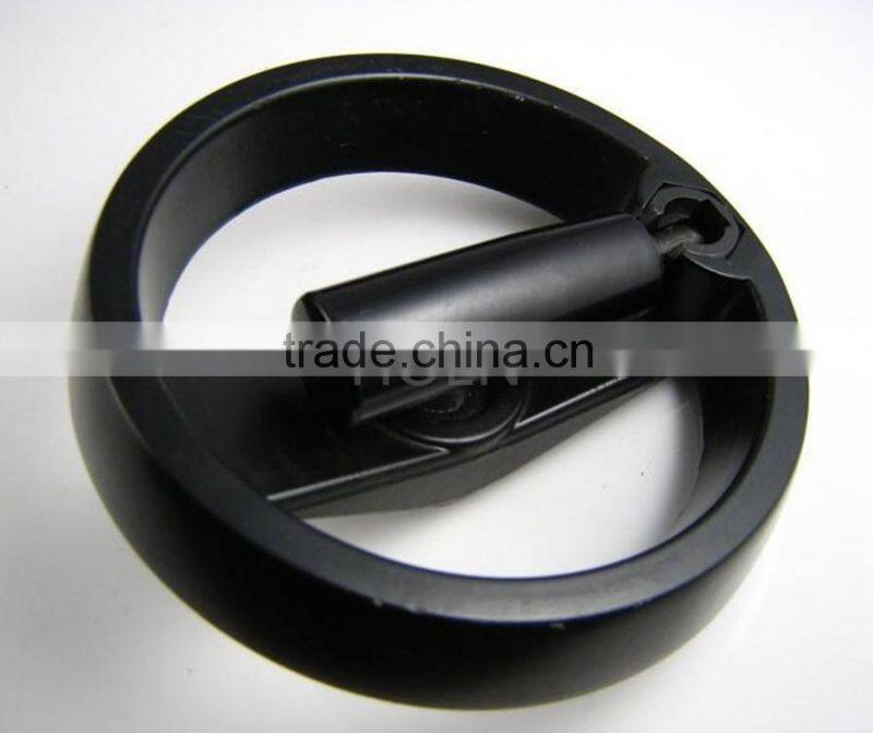 black nylon plastic double spoked handwheels with folded handle