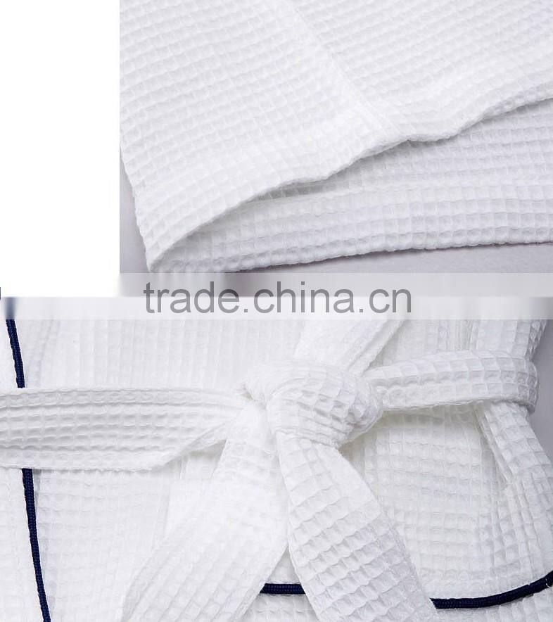 waffle wave white bathrobe 100% cotton man