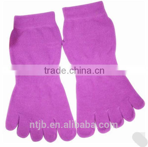 cotton anti slip indoor knitting cycling Massage Yoga five Fingers toe trampoline Pilates floor socks with Grip
