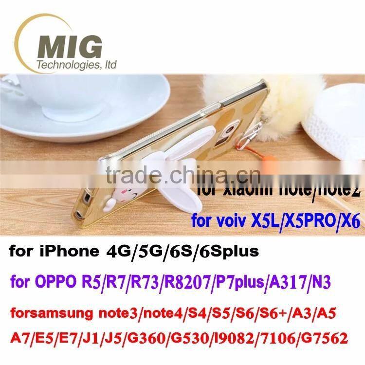 new cute rabbit ear kickstand TPU phone case for iphone 4 4s mobile phone back cover