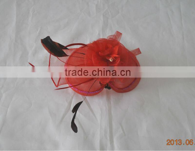 Wedding beauty feather flower decorated netting hair accessories