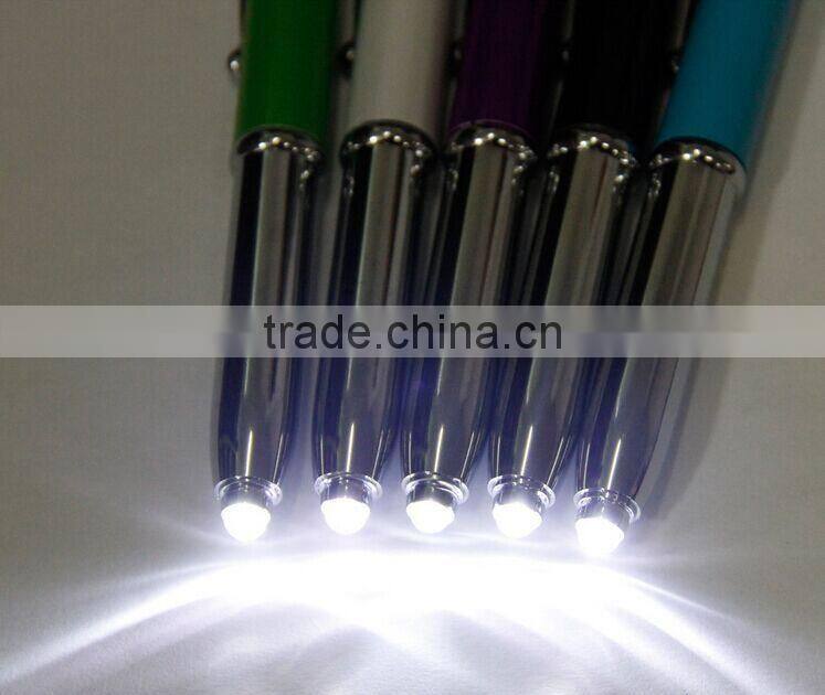 3 in 1 promotional pen body type led light ball flashlight stylus pen