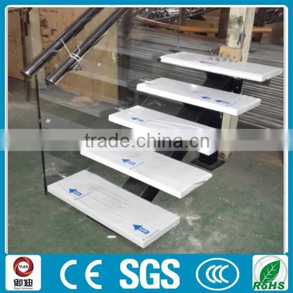 prefabricated wrought iron marble straight stairs manufacture--YUDI