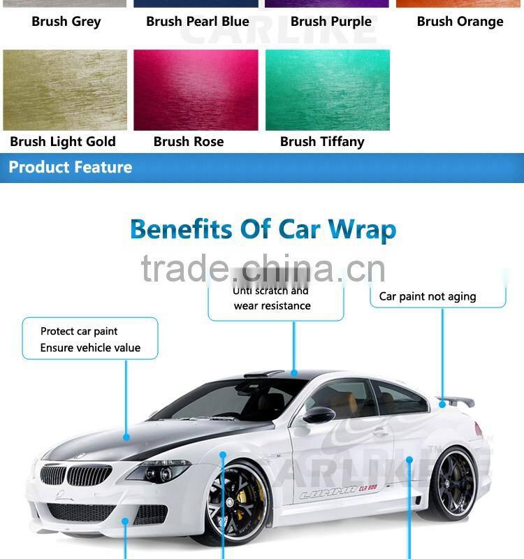 CARLIEK 1.52x20M Metallic Brushed Vinyl Auto Wrap Sticker