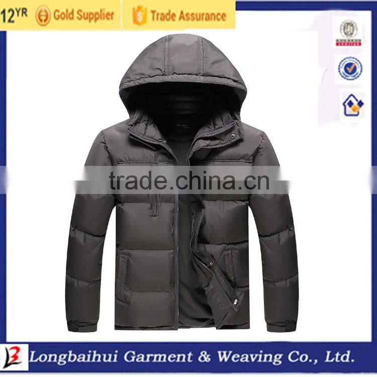 Men thick 50D plus size winter bomber hoody fashion jacket stock for European Market