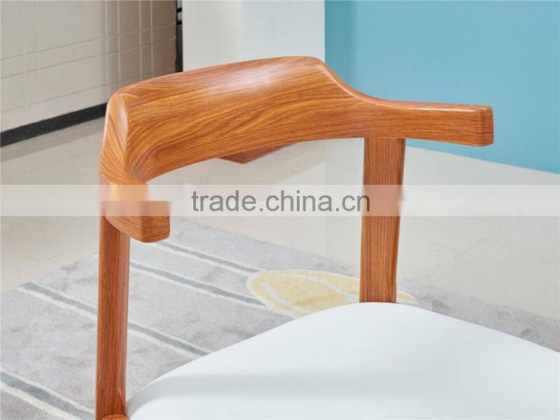 Modern wooden high glossy white and teak color round functional dining table and dining chair in dining room sets