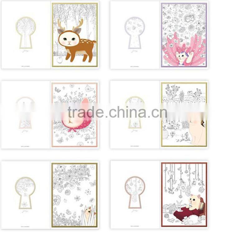 Fashion wholesale secret garden series jetoy cat coloring books for adult