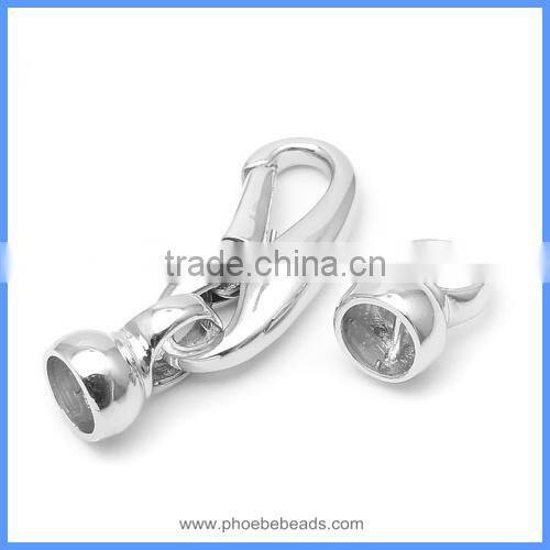 Wholesale White Rhodium Plated 925 Sterling Silver Lobster Spring Clasp With End Cap For Pearl Jewelry SC-CZ040