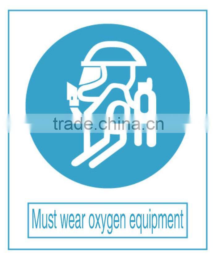 Aluminum mandatory signs for work safety , wear oxygen equipment warning, sign