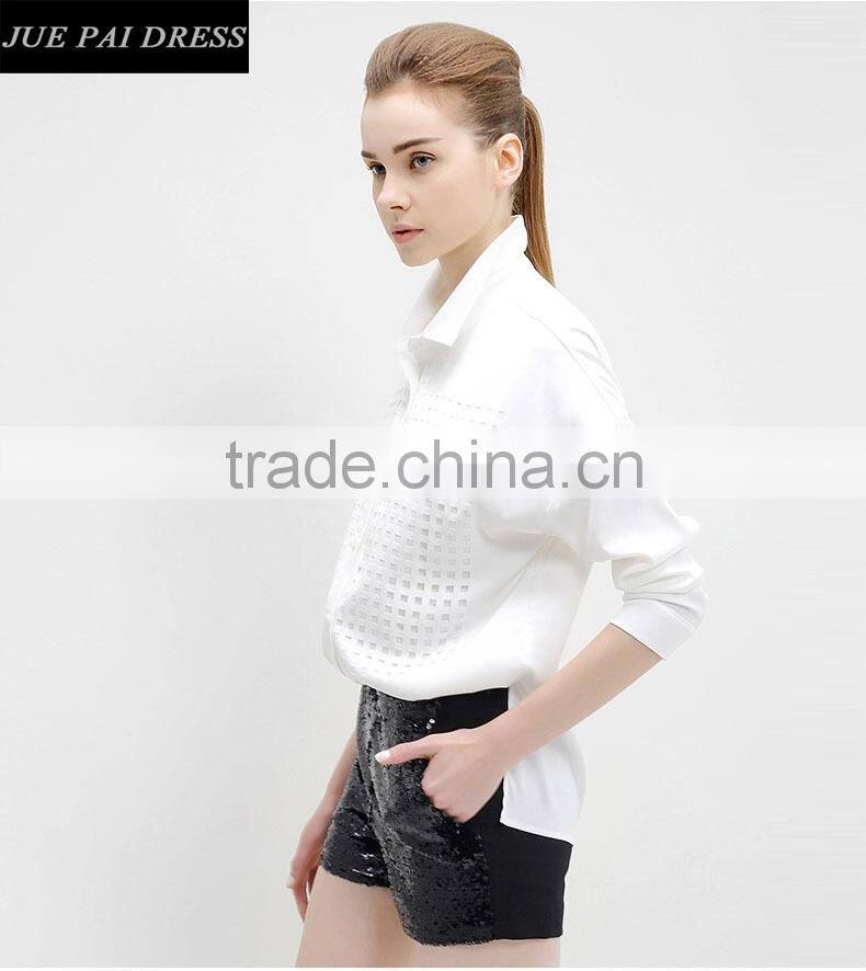 Russia Latest Shirt Designs For women/White Cotton Lapel Dress Formal Shirt Women