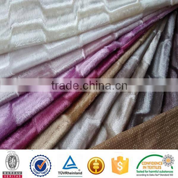 Shinning Emboss Anti Slip brushed Velboa Fabrics for sofa cover