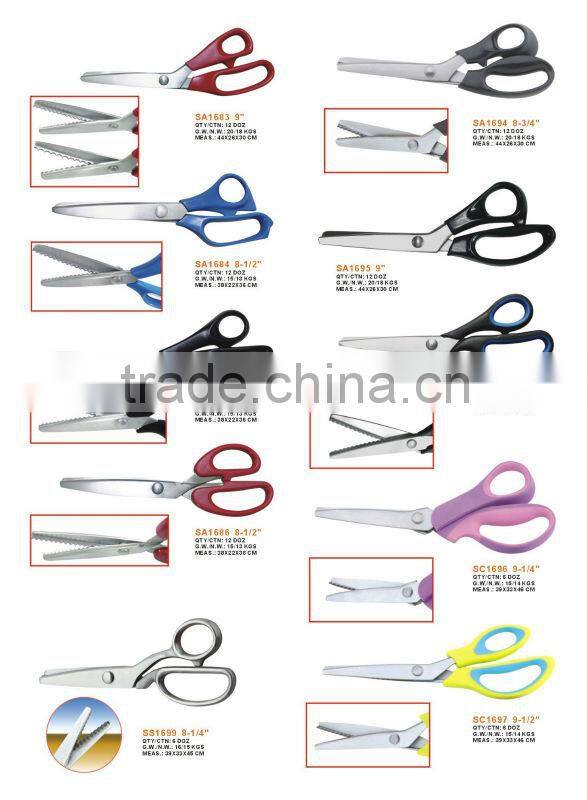 9" Long ABS handle Strong Pinking Scissors