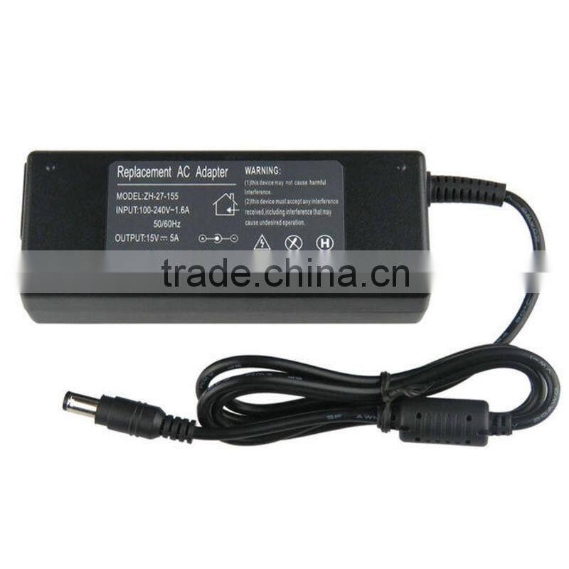 High Quality 75W 15V 5A 6.3*3.0 Laptop Charger for Toshiba Notebook