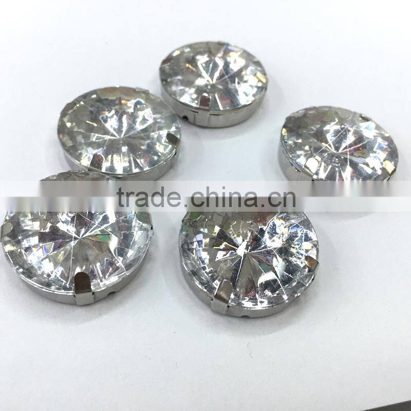 25mm round rivoil acrylic rhinestone metal claw Diamante bag gems sewing on DIY garment accessories craft clear