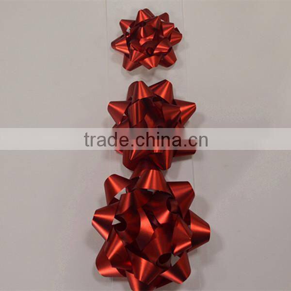 Red Matte Metallic Star Bow For Gift Boxes And Festival Packaging