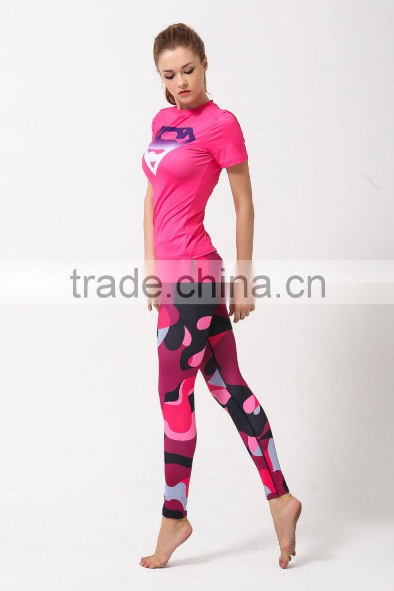 Sports Apparel with Hidden Pocket 2016 Women Yoga Leggings Wholesale Sexy Girls Sports Digital Printing Leggings