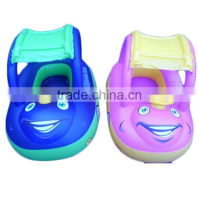 blue and pink sun shade inflatable baby swim seat float boat with canopy