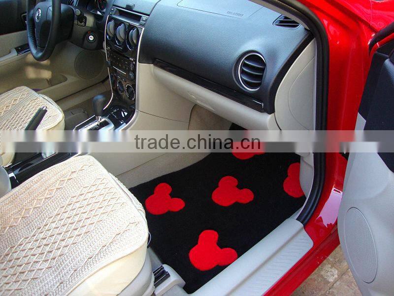 Red 100% micro wool washable on sale car mat with high quality