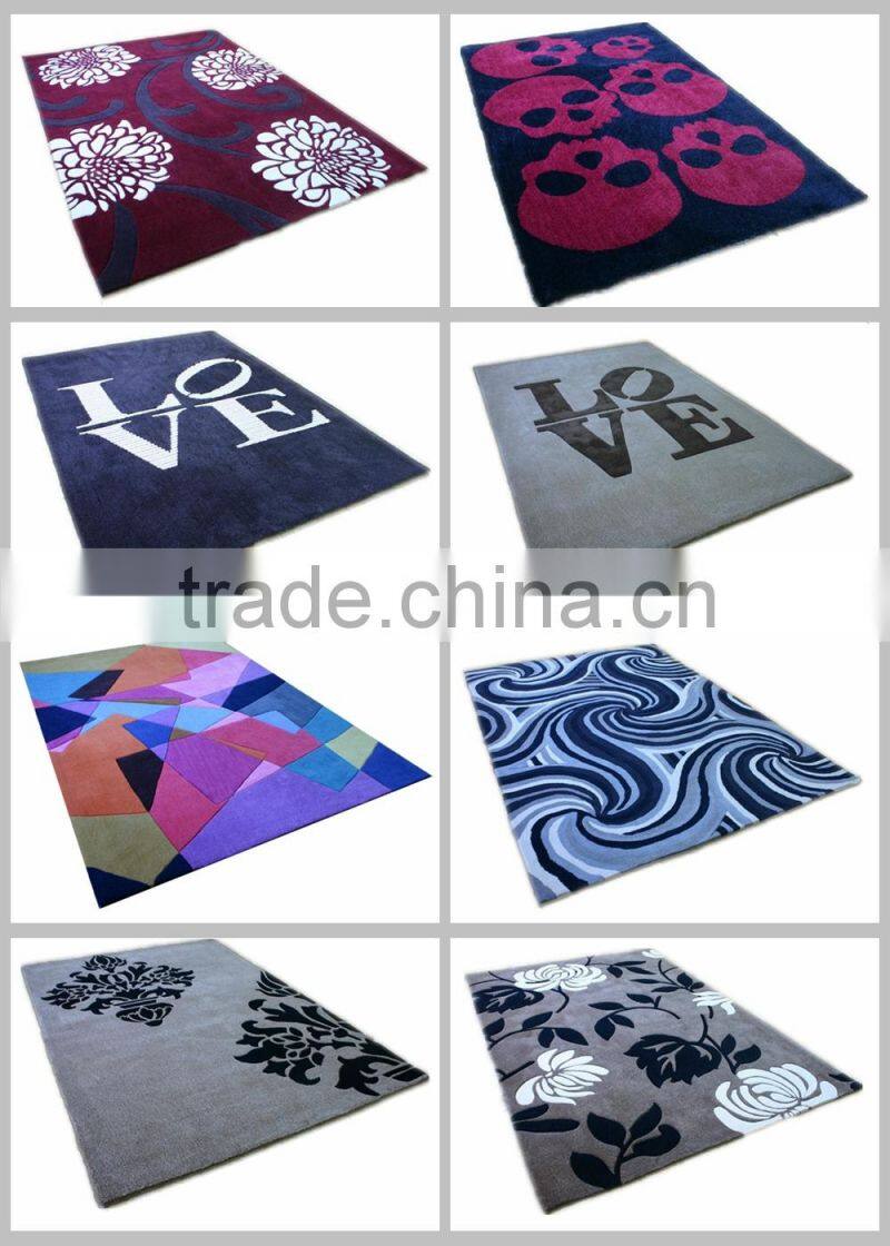 Beige Flora pattern cut pile home use shaggy rug