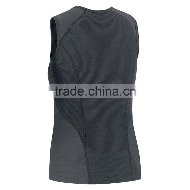 Custom women's sleeveless base layer bike wear flatlock seams running singlet