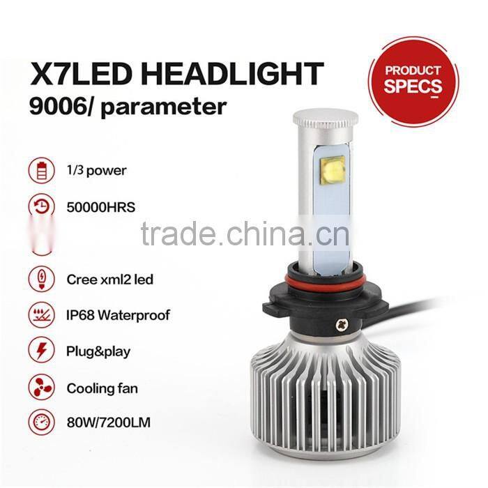 2016 New Generation X7 High Power 40w 3600lumen h1 h3 h4 h7 h11 h13 9004 9006 Car Light Led Headlight