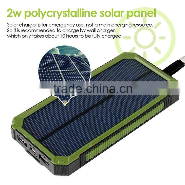 Best selling products solar power bank charger 20000mAh with LED light