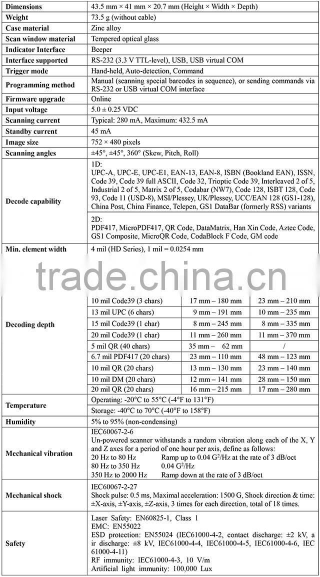 Promotional Made in China ES4600 2d fixed mount barcode scanner