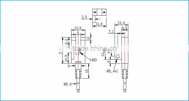 5mm slot width 4 wires U-shaped photoelectric sensor with CE certificate