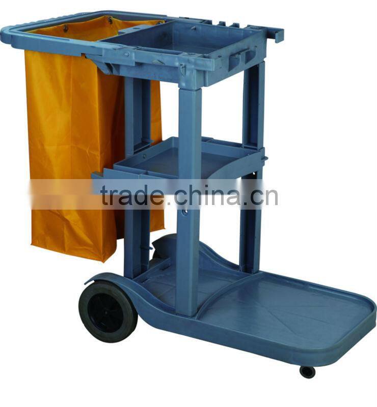 Hot Sell Hotel Plastic 4 Wheels Maid's Janitor Cart/Room Housekeeping Service Cleaning Trolley