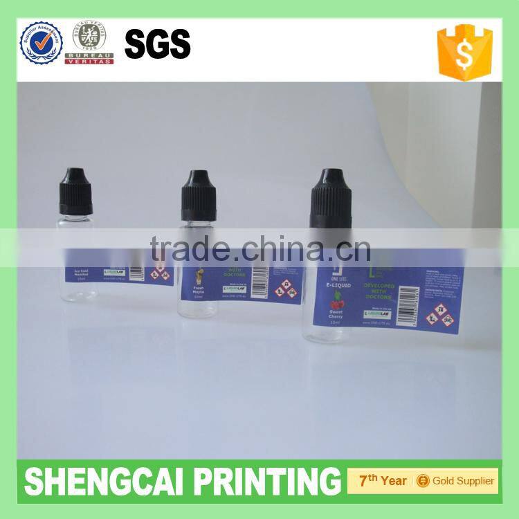 Customized waterproof label sticker for plastic e-liquid bottle