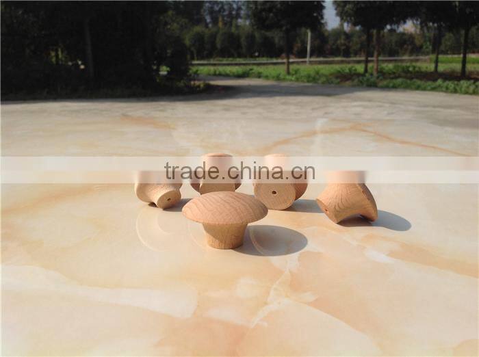 Unfinished small round wooden cabinet door knob