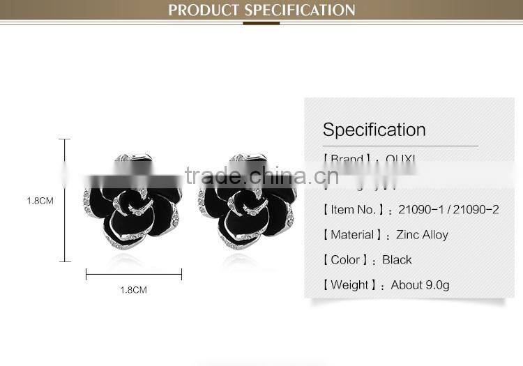2015 OUXI cheap black crystal diamond earring made with AAA zircon 21090-2