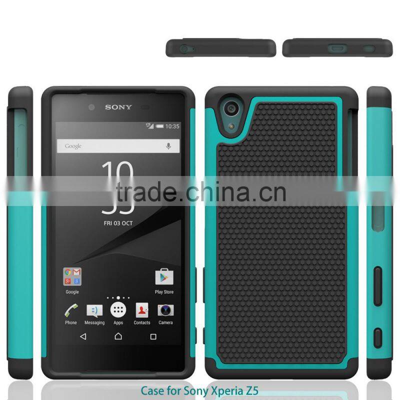 2015 new products TPU+PC Football Pattern Case for sony xperia z5 case factory price