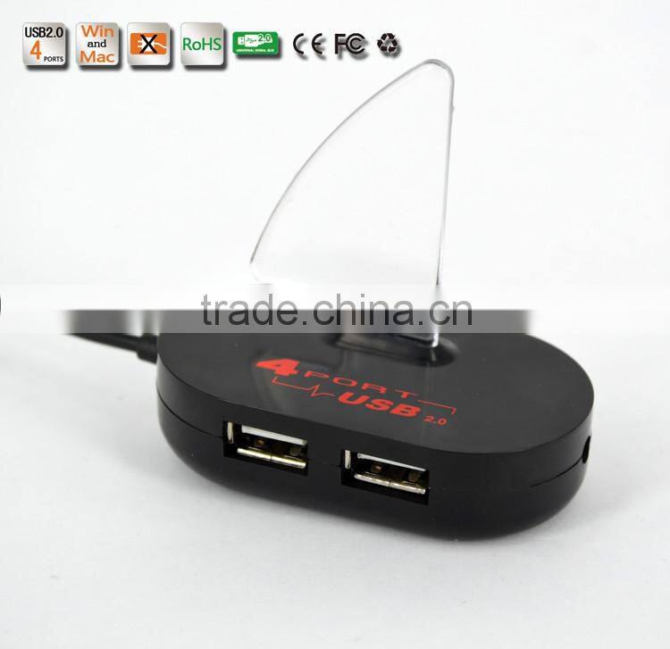 High quality Blue led Mini 4 Port HUB High Speed USB 2.0 Splitter Adapter Hub with Cable For Macbook PC Laptop