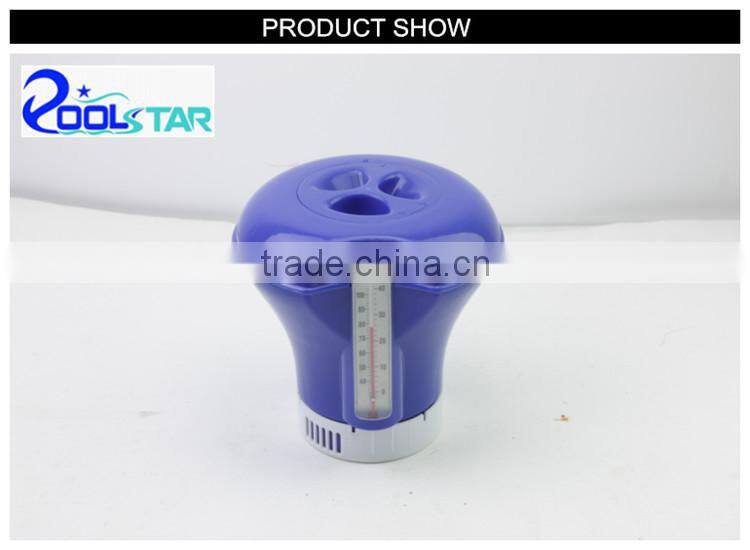 Floating Plastic Swimming Pool Chemical Dispenser P1533 for 3" Tablets w/ plastic floating temperature thermeter