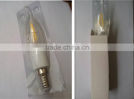 clear glass led filament candle 2w led filament bulb